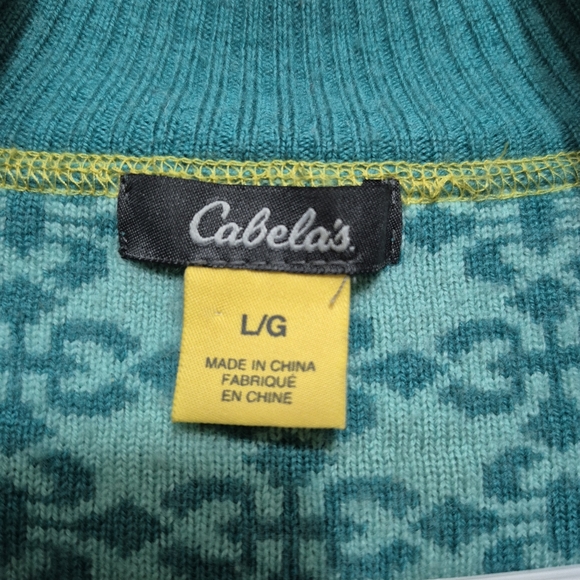 Cabela's Women's Quiet Luxury Nordic Teal Merino Wool Blend Cardigan Size Large - Picture 4 of 5